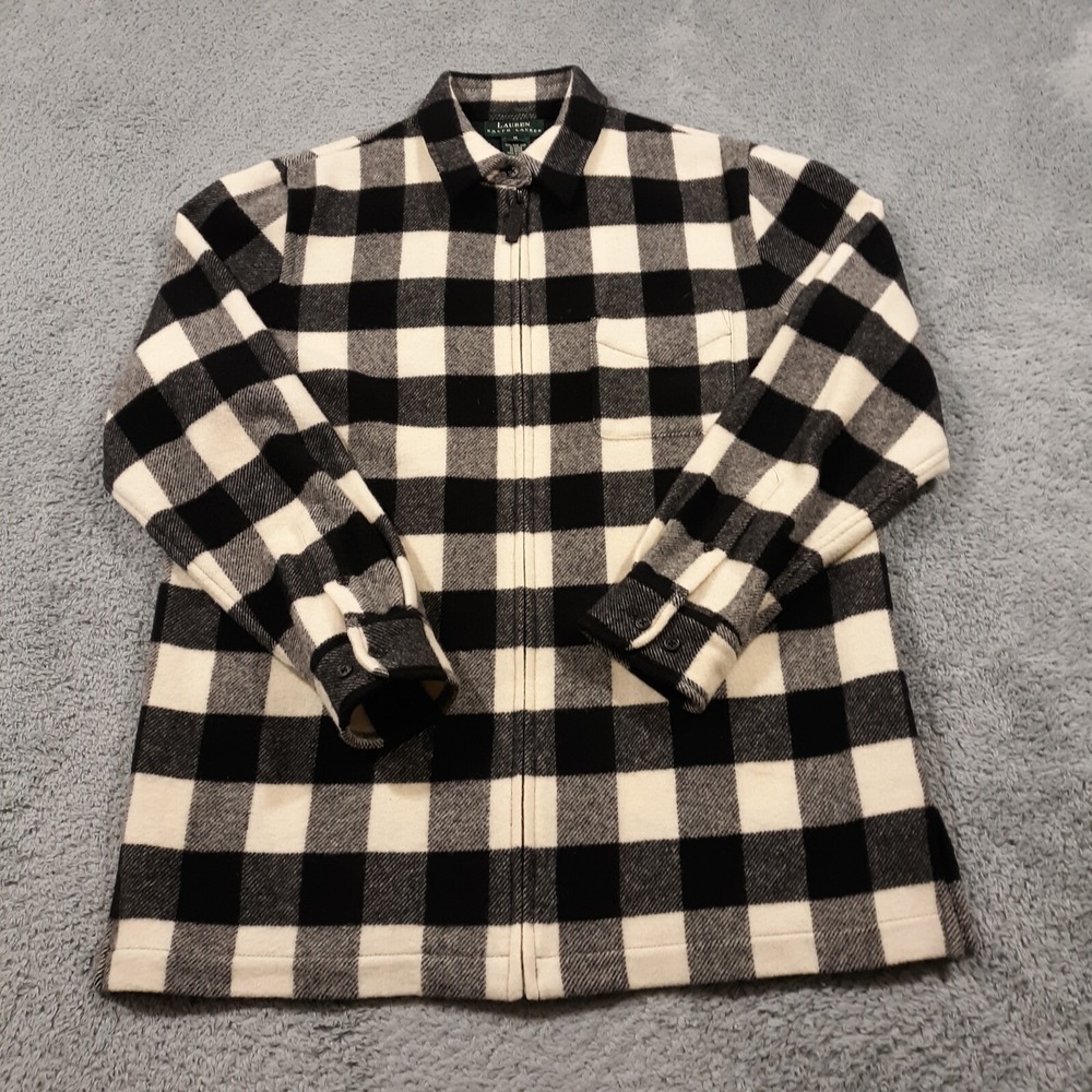 Lauren Ralph Lauren Pure Wool Full Zip Shirt Jacket Shacket Coat Womens Medium - Picture 1 of 10